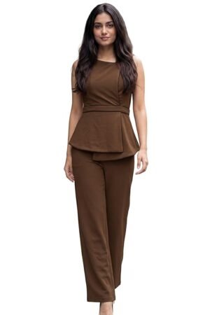 Selvia Women's Wrap Top and Trouser Pant, Coord Set for Women Stylish, Office Wear