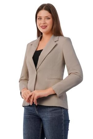 SaintX Women's 4-Way Stretchable Blazer | Formal & Casual Wear | Textured Sunscreen Fabric | Modern Regular Fit | Fully Lined | Lightweight Jacket | Ideal for Summers
