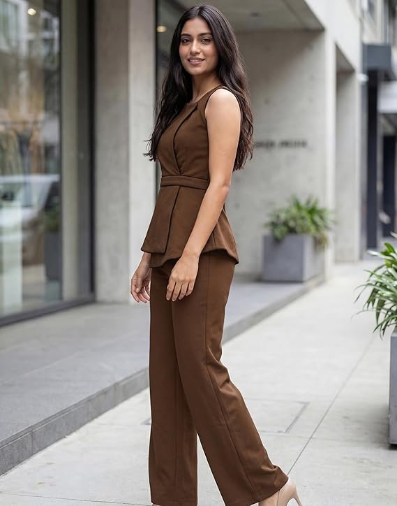 Selvia Women's Wrap Top and Trouser Pant, Coord Set for Women Stylish, Office Wear - Image 3